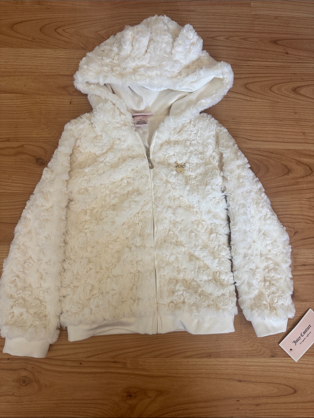 Juicy Couture Cream Faux-Fur Zip Hoodie